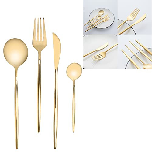 24 St Guld Silverbestick, Inklusive Knivgaffelsked, Rostfritt Rostfritt Stål Bestick, Bestick För Bröllopsbanketter Hemma