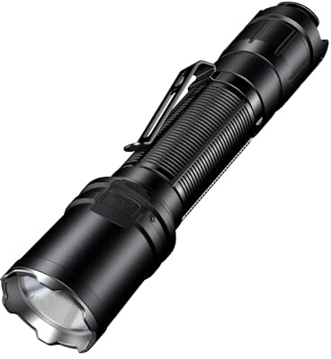 KLARUS EP11 - Lampe Torche tactique rechargeable USB-C 1300 lumens, double interrupteur arrière, 3 modes d'éclairage + stroboscope, lampe de poche étanche IPX8