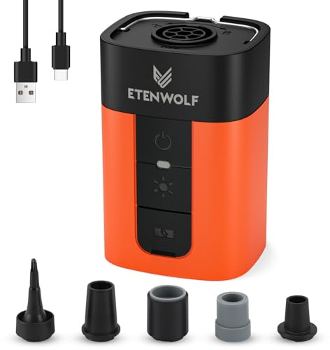ETENWOLF Air Pump for Inflatables with 10400 mAh Battery & Camping Light