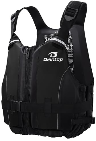 Owntop Buoyancy Aids Adults, Foam Buoyancy Vest Jacket with Crotch Strap Inner Pocket Unisex for Paddleboarding Kayaking Sup Fishing - Black XS/S