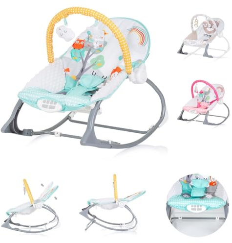 Chipolino Babywippe Melody 2 in 1 Gurt Musik Vibration Spieluhr Schaukelfunktion, Farben:grün