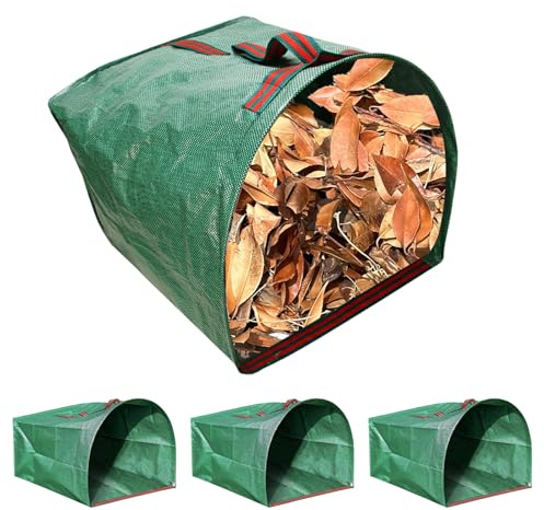 LEKEFETO Lot de 3 sacs de jardin de 150 l en tissu polypropylène résistant : sacs de jardin réutilisables avec poignées, sacs pour déchets de jardin, sacs à déchets de jardin