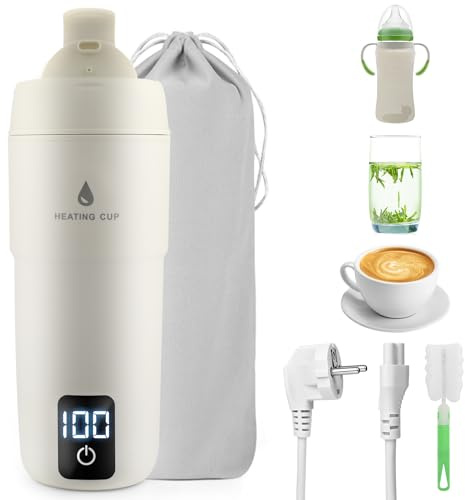 Pequeño Hervidor de Agua Portátil,350ml 4-Temperaturas Calentador de Agua Eléctrico,Mini Hervidor Eléctrico Con Pinceles y bolsas,Apagado Automático,304 Materiales Inoxidables,para Hacer Leche,Hotel