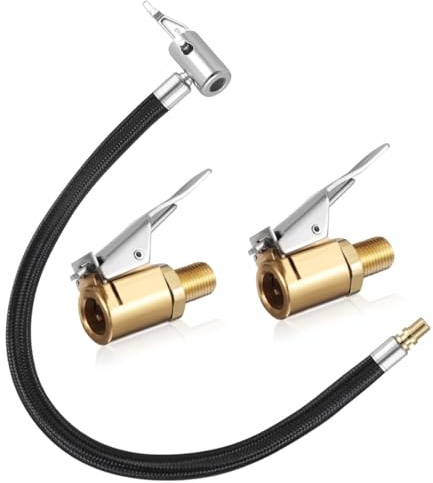Tubo flessibile per gonfiaggio pneumatici per moto e auto, 3 Pezzi, Tubo Prolunga di Gomma Flessibile della Pompa di Gonfiaggio, Prolunga in Gomma 35cm, con 8mm Air Chuck, per Gonfiaggio di Biciclette