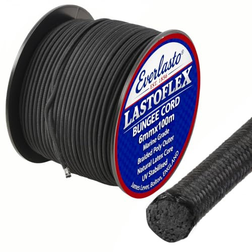 Everlasto Lastoflex Bungee Cord Black 6mm x 100m Reel