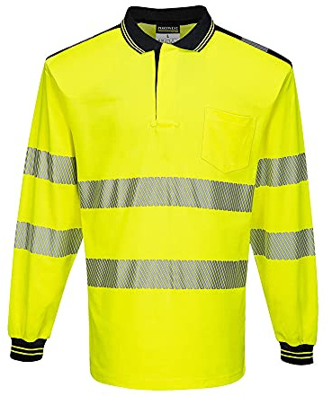 Portwest PW3 Hi-Vis Polo Shirt L/S, Size: XL, Colour: Yellow/Black, T184YBRXL