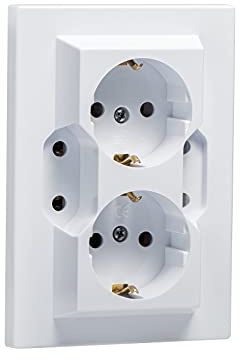 4-fach Unterputz Schukosteckdosen Scutzkontakt Steckdose Einbau Steckdose IP20 (5403 Weiss)