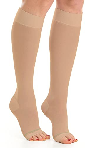 RelaxSan Antitrombosis M0350A (1 Par - Carne, XL) medias cortas punta abierta antiembólicas para reposo K1 compresión graduada 18-23 mmHg