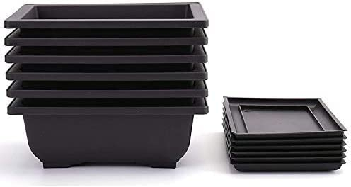 Bmocoen 6-Teilige Bonsai-TöPfe - Wet mit Eingebautem Netz für Pflanzen, Blumen, Quadratische PlastiktöPfe