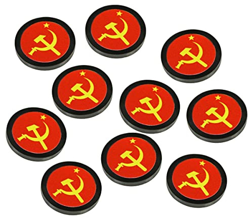 LITKO World War Two Miniature Wargames 25mm National Faction Token | Country Game Pieces Compatible with Bolt Action (10) (Russia Hammer & Sickle)