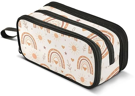 ISAOA Große Kapazität Federmäppchen Niedlich Boho Regenbogen Sonne Herz Stern Beutel Tasche Große Stifttasche Schreibwaren Tasche für Mädchen Jungen Erwachsene Studenten, #3, Einheitsgröße,