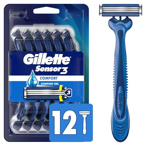 Gillette Sensor3 Comfort Men's Disposable Razors, 12 Razors