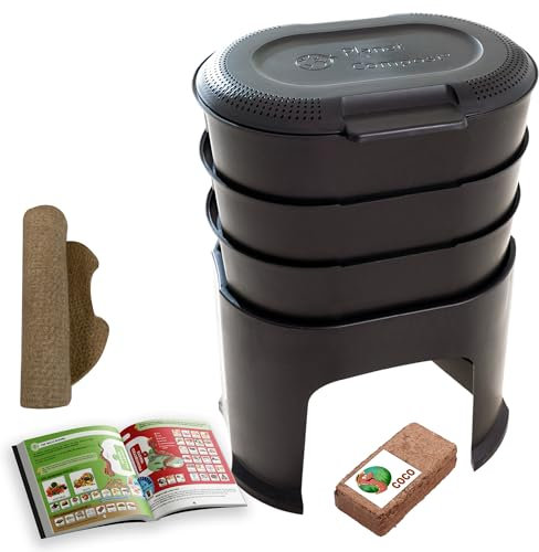 Moutta | Magic Worm Negro | Vermicompostador de Cocina 3 bandejas | Kit Completo