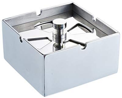 Cendriers Cendrier rotatif carré multifonctionnel en acier inoxydable, avec couvercle, cendrier coupe-vent, grand salon et maison Cendrier Creative (Color : Bright light)