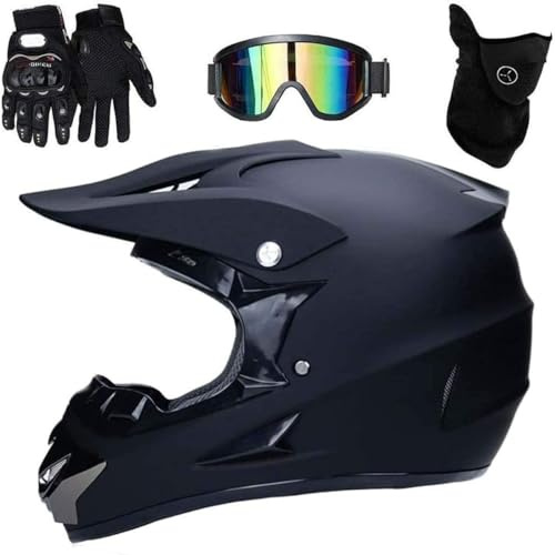 Casco Integrale da Motocross con Occhiali Maschera e Guanti - Unisex MTB, Moto, ATV, Scooter, Attraverso, Gioventù, Bambini, Downhill, Enduro, BMX, Quad, Dirt Bike, Bicicletta