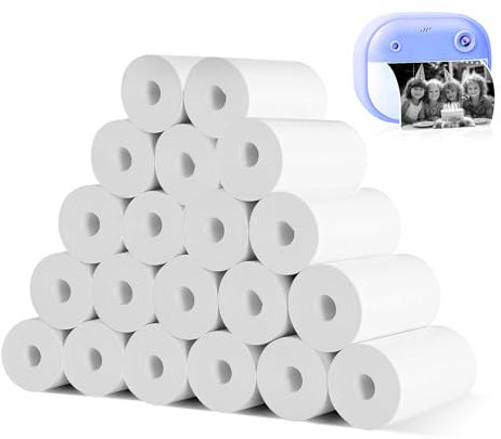 (20 Rollen) Nachfüllpapier für Kinderkamera - Thermopapier Kinderkamera, Thermodrucker Papier Weiß, Kamera Kinder Sofortdruck Papier, Einfach auszutauschen.