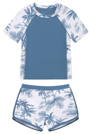 ESHOO Kids Girls Rash Guard Swimsuit 2-Piece Bathing Suit