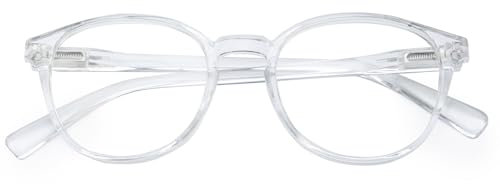 SKYWAY Occhiali Anti Luce Blu da Donna, Occhiali Anti Luce Blu da Uomo, Occhiali da Computer Rotondi Retrò Leggeri con Cerniera a Molla, Trasparente