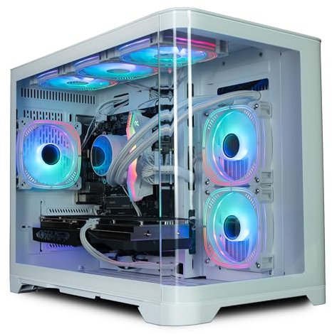 ionz Gaming PC - Desktop Computer, AMD Ryzen 7 5700X, NVIDIA RTX 5060,16GB RAM 1TB NVMe SSD, 240mm AIO Cooler, Windows 11, 500W 80+ PSU, WiFi, Flow, White