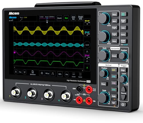 Micsig MHO14-200- 200MHz 8 Hochauflösendes Tablet-Oszilloskop (12-Bit 4-Kanal, 1GSa/s), Digitales Oszilloskop mit Touchscreen - Professionell für Labor(MHO14-200)