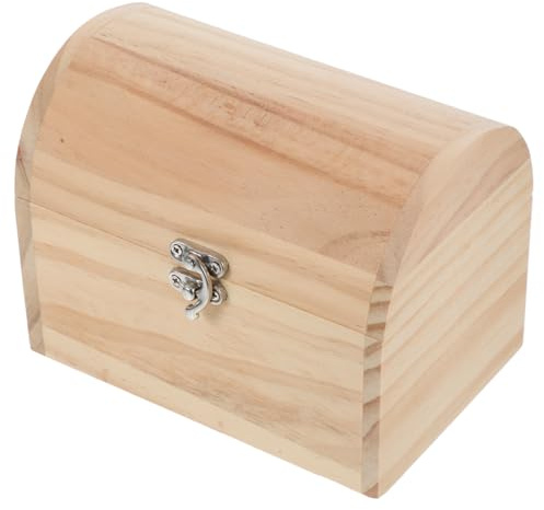 Ciieeo Vintage Wooden Treasure Chest Box 6.30X4.72X4.53In Small Diy Jewelry Storage Box with Hinged Lid for Trinkets and Keepsakes Decorative Wooden Storage Case