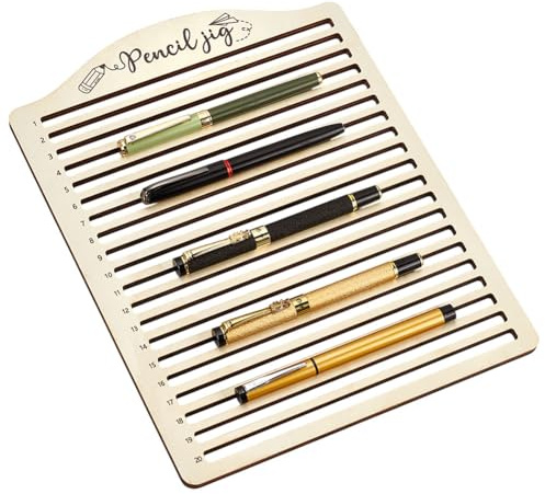BENECREAT Gabarit de Gravure Laser à 20 fente Support à Crayons en Bois Outil de Serrage Multi Crayons pour la Fabrication Créative de Stylos Projets de Bricolage et Créations Artisanales ID 200x8mm