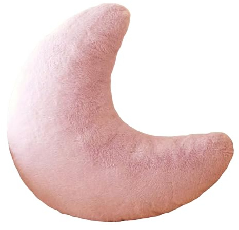 15.75 Plush Moon Pillow,Cute Decorative Throw Pillows for Kids and Adults,Moons Shaped Sleeping Pillow for Warm Companionship,Soft Plush Throw Cushions for Couch Bed Nursery (Moon, Pink, 40 * 40c'm)