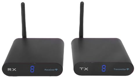 Annadue Trådlös AV-mottagare och Sändare, 5,8 GHz 8-kanalers/video-sändtagaresystemsats med 300 M Räckvidd och Stark Väggpenetration, för Inomhus-AV-enheter Utomhus (eu)