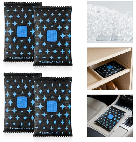 Flintronic Deumidificatore per Auto, Iutilizzabili da 4 * 200 g, Deumidificatore per Parabrezza Auto Appannati, Roulotte, Guardaroba, Casa