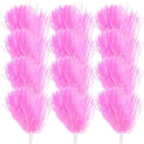 HOODANCOS 12 Pezzi Pompon Rosa da Cheerleading in Plastica Riutilizzabili Manico Leggero, Accessori per Tifo Sportivo e Coreografie di Danza, Oggetti di Scena per Eventi e Manifestazioni