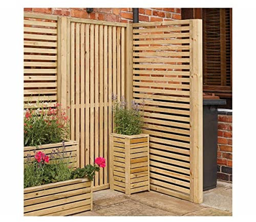 Rowlinson GCHP2 Garden Creations Horizontal Slat Screens (2 Pack), Natural, 90 x 4.5 x 180 cm