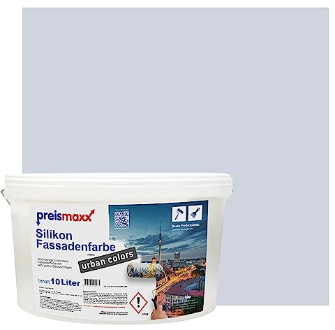 Preismaxx Silikonharz Fassadenfarbe, Dunkelgraulila Lila 10L hochwertige, matte, wasserabweisende Aussen-Dispersion, sehr guter Regenschutz - Abperleffekt