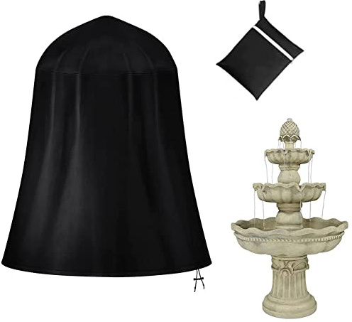 COOSOO Cubierta de fuente de jardín Oxford resistente al agua a prueba de polvo con cordón de bloqueo para invierno al aire libre patio fuente estatua protector Fount anti-congelación Accesorios