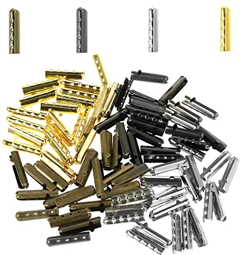 80 Piezas Puntas de Cordones 4 Colores Puntas de Cordones de Aleación Cabezas de Repuesto de Extremo de Cuerda de Metal para Cordón de Zapatos Sudadera con Capucha Pantalón Cuerda Reparación Reemplazo