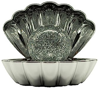 Sense Aroma Colour Changing Clam Shells Light | Beautiful Pearl Glitter Ball USB/Battery Powered Lamp Mood Light Ornaments for Living Room Accessories Bedroom Coquette Room Decor (Silver Metalic)