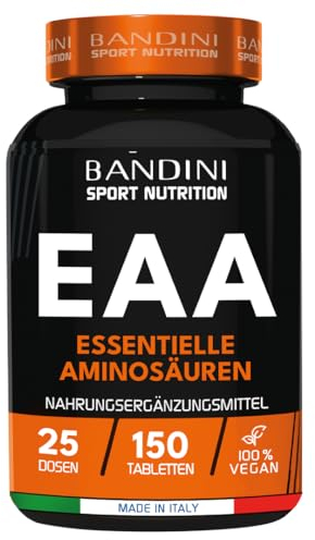 Bandini® EAA Aminoacidi Essenziali 1300mg | 150 Compresse | Complesso 9 Amminoacidi Intra Pre Post Workout - Essential Amino da Fermentazione | Integratore Alimentare sportivo | Vegan, Senza Zuccheri