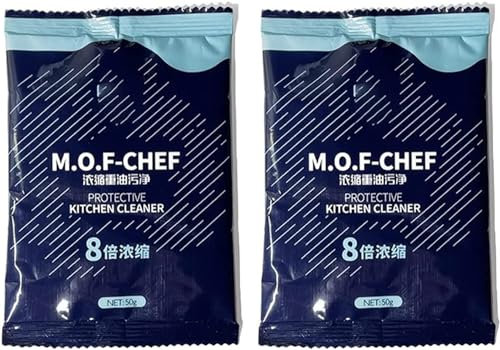 M.O.F-CHEF - Detergente sgrassatore per cucina, sgrassatore resistente per cucina, in polvere, per pulizia cucina Mof Chef, 2 pezzi