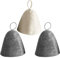 KRYMSON 2 sombreros de sauna grises y 1 gorro de sauna blanco, gorro de sauna de fieltro, para hombre y mujer, accesorio para sauna, gorro de ducha de fieltro absorbente