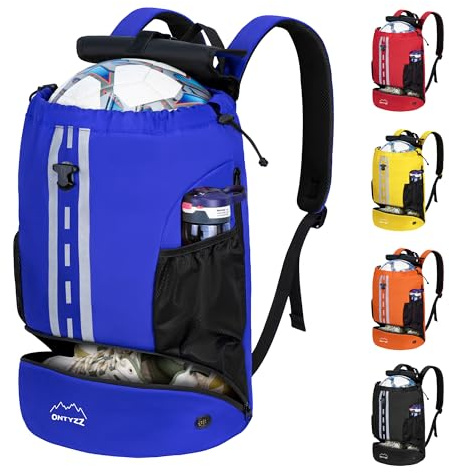 ONTYZZ Borsa da Calcio Zaino Sportivo Impermeabile con Portascarpe & Separazione Secco-umido Multifunzionale Zaino per Pallavolo Basket Sacca Palestra Borsa Piscina