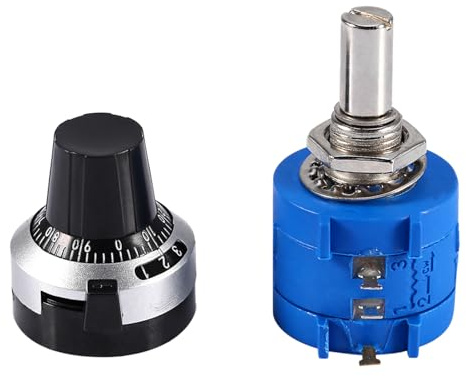 Potenciómetro de Precisión Bobinado Giratorio de 10 K Ohm 3590S, 2,103 L Perilla de 10 Vueltas, Tamaño Pequeño, Alta Sensibilidad, Fácil de Instalar y Desmontar para