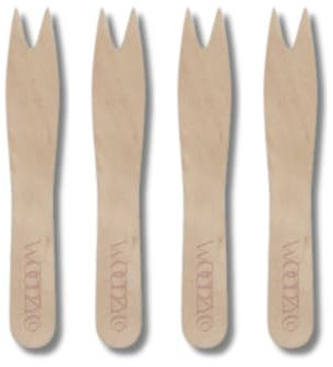 WoodzyCo - Forchette per patatine fritte in legno, ecologiche, biodegradabili, ideali per asporto, street food e feste, 250 pezzi