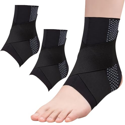 Knöchelbandage Mit Riemen 2er-Pack Unterstützung Xxl/Xl Bei Verstauchtem Knöchel Achillessehnenentzündung Plantarfasziitis Linderung Knöchelstützbandage Für Frauen Männer, Laufen Sport, Schwarze (XXL)