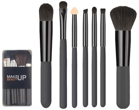 7 PCS Makeup Brushes, Black Blush Highlight Eye Shadow Brush Set, Eyebrow Concealers Make up Blending Brushes, Beauty Blender Premium Synthetic, Gift for Girls & Women