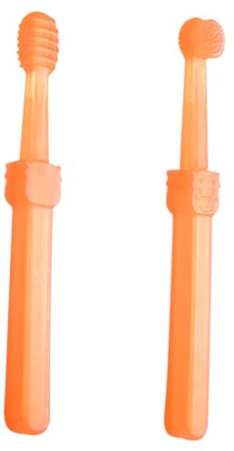 NOLITOY 2 Teiliges Set Babyzahnbürste Robuster Türstöpsel Kleiner Griff Keksfüller Zahnpasta Trainingsstäbchen Klicker Katzenzahnbürste Produktdekoration Miniantenne Hellbraun