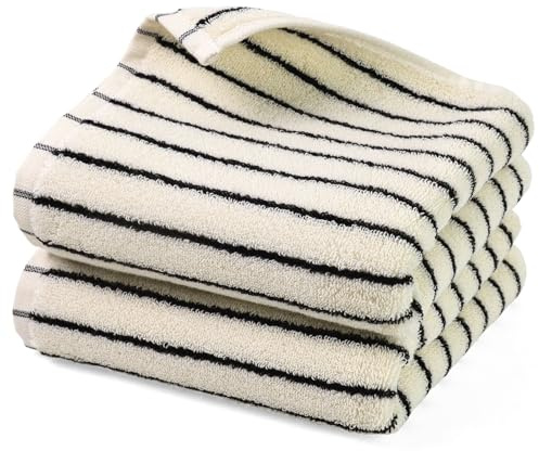 Jacquotha Toallas de Mano a Rayas Blancas y Negras para baño, decoración de Cocina Vintage, Uso de Invitados, Adultos y niños, algodón Natural, 14 x 29 Pulgadas