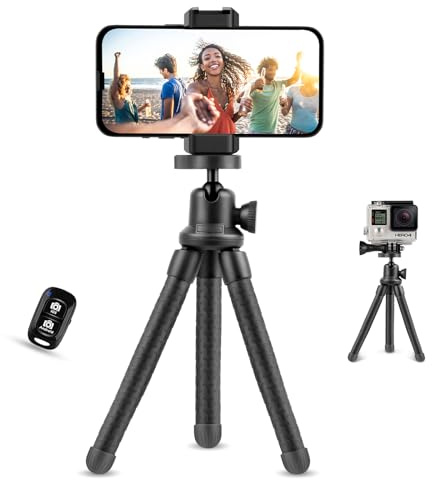 UBeesize Phone Tripod, UBeesize 12 Inch Flexible Cell Phone Tripod Stand Holder with Wireless Remote Shutter & Universal Phone Mount, Compatible with Smartphone/DSLR/GoPro Camera