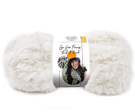 Lion Brand Yarn Go for Faux Thick & Quick, Super Bulky Faux Fur Yarn for Knitting, Crochet, and Crafts, Baked Alaska, 1 Pack