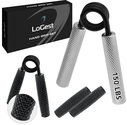 Logest Metal Hand Grip Strengthener 100LB-350LB No Slip Heavy-Duty Grip Strengthener with Gift Box, Great Wrist & Forearm Hand Exerciser, Home Gym, Hand Gripper Grip Strength Trainer (Silver - 150LB)