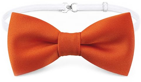 TigerTie - Papillon per bambini in tinta unita con elastico da 29 a 40 cm di circonferenza del collo regolabile + scatola portaoggetti, Colore: arancione., Fliegengröße: ca. 7 cm x 3,5 cm