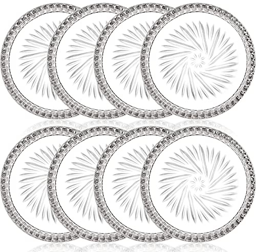 AVLA Paquete de 8 posavasos de cristal, posavasos redondos de vidrio, posavasos decorativos transparentes para botellas de vino, juego de utensilios de bar para protección de mesa del hogar, cocina,